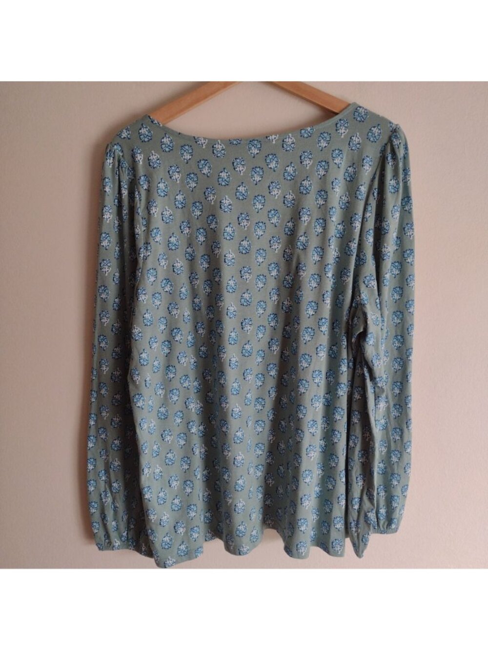 Lucky Brand Soft Green Knit Top XL Cotton Blend Long Sleeve Peasant Blouse - Picture 7 of 9